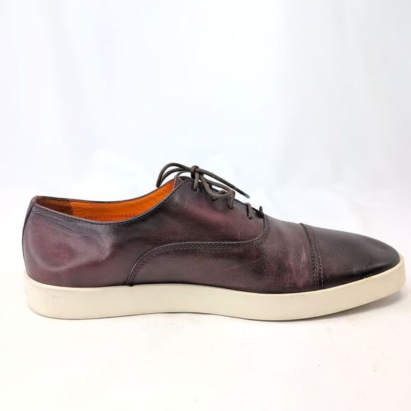 Santoni Mens Cap Toe Oxford Sneaker Brown Leather Shoes Size 12 Made in Italy main image 9